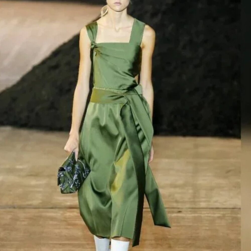 Elegant Green Satin Dress
